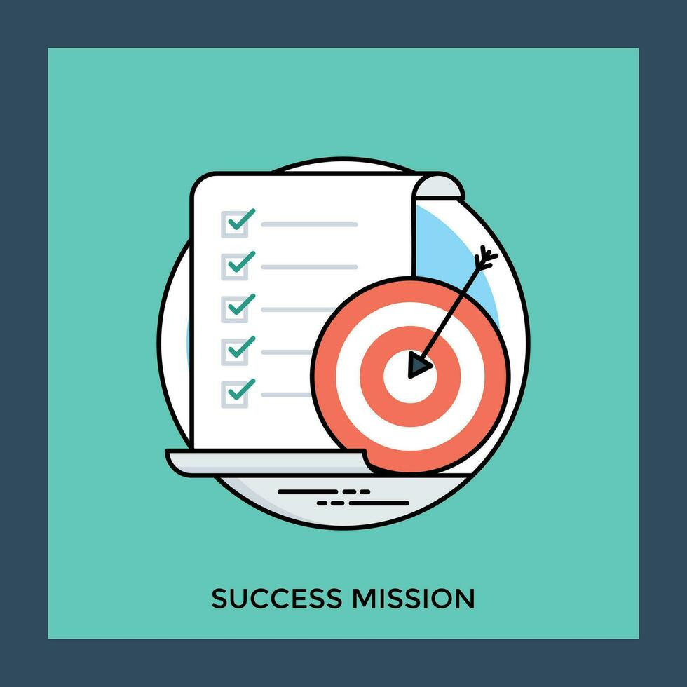 Paper with done task list and target icon, iconizing success mission vector