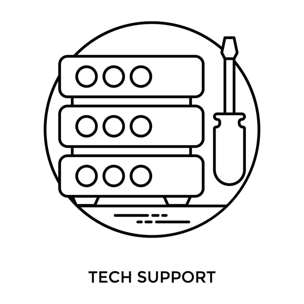 Data storage devices along with screwdrivers, proposing an icon for database support vector