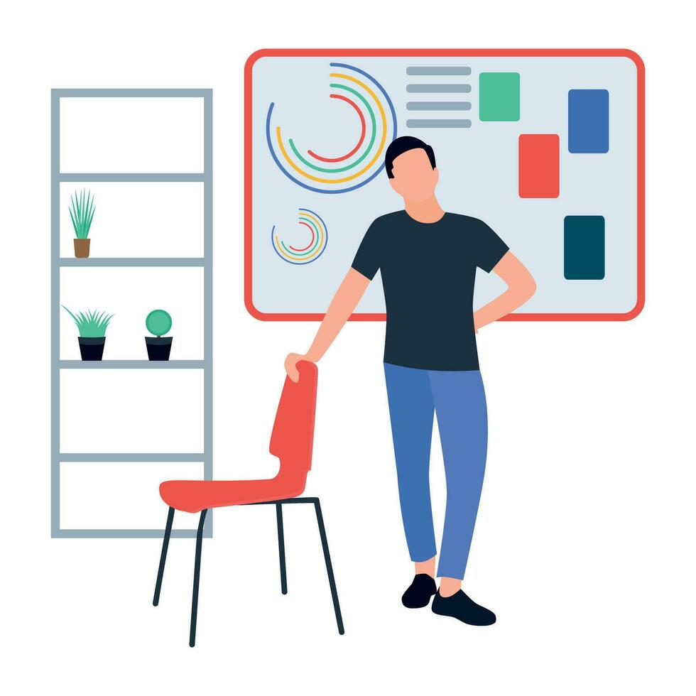 flat icon of person performing different task vector