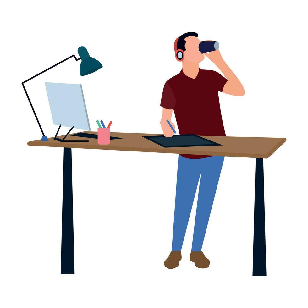 flat icon of person performing different task vector