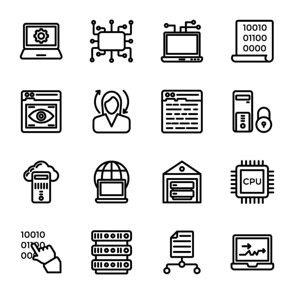 datos administración plano íconos conjunto vector