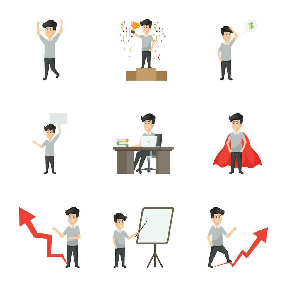 30 Illustrations Of Businessman Cartoon Characters vector