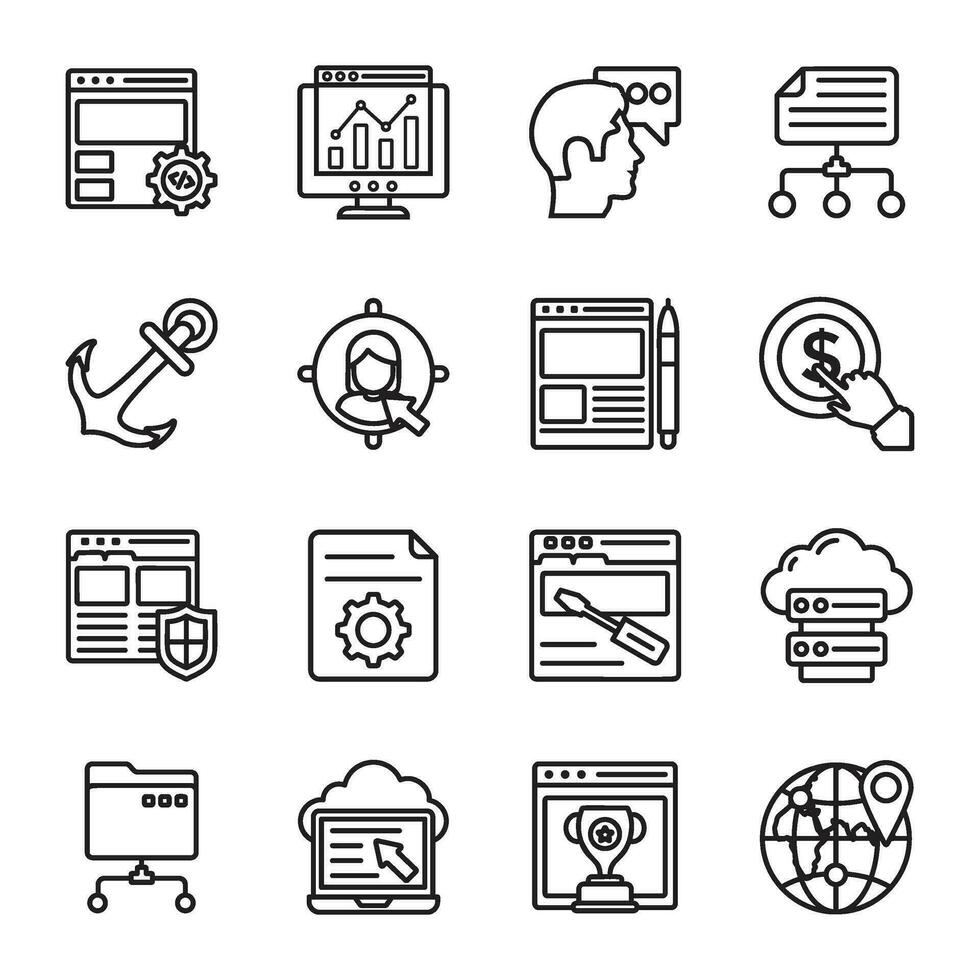 SEO and Web Optimization Flat Icons vector