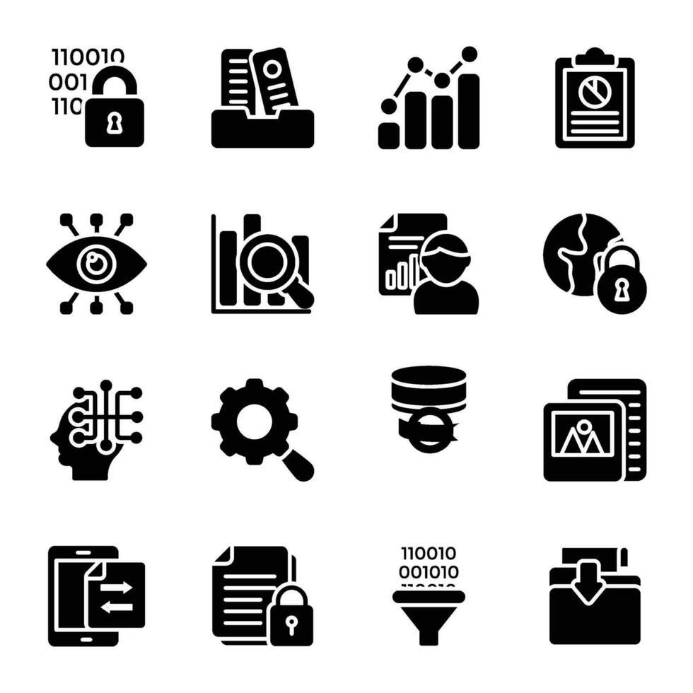Data Management Flat Icons Collection vector