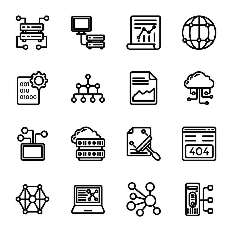 Data Management Flat Icons Collection vector