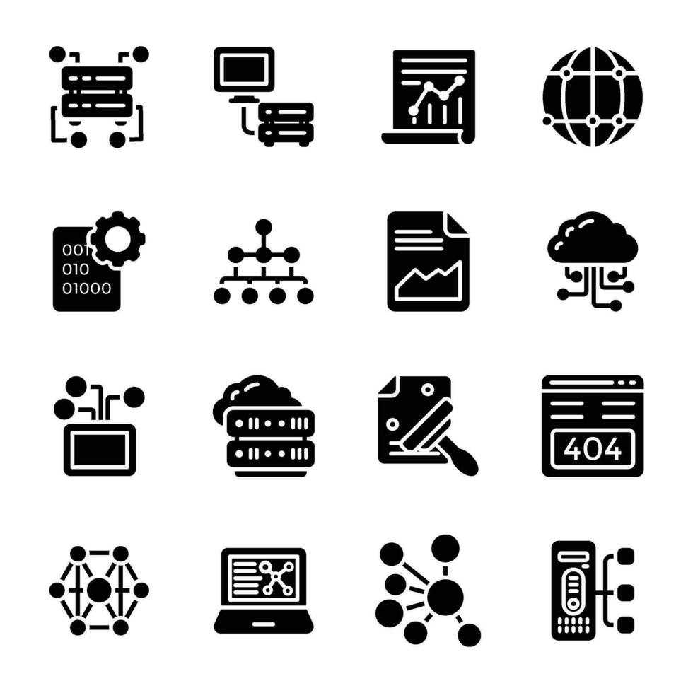 Data Management Flat Icons Collection vector