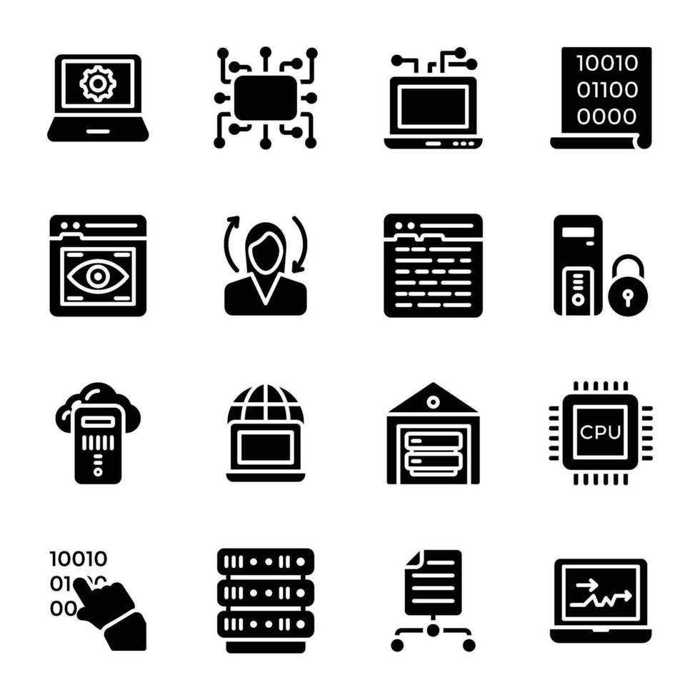 datos administración plano íconos conjunto vector