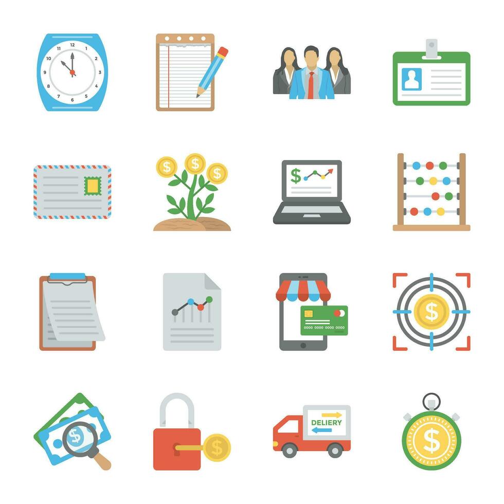 Startup and New Business Flat Icons Set vector
