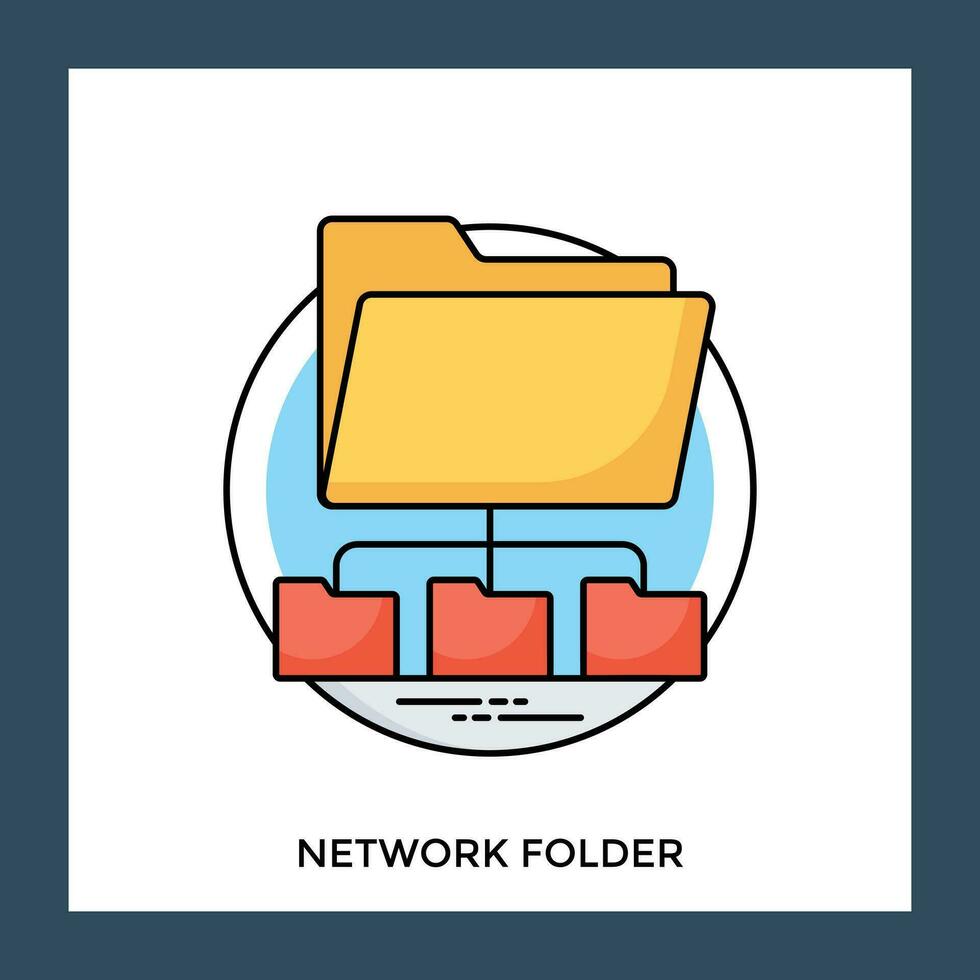 Files folder in symmetry of a network denoting network folder icon vector