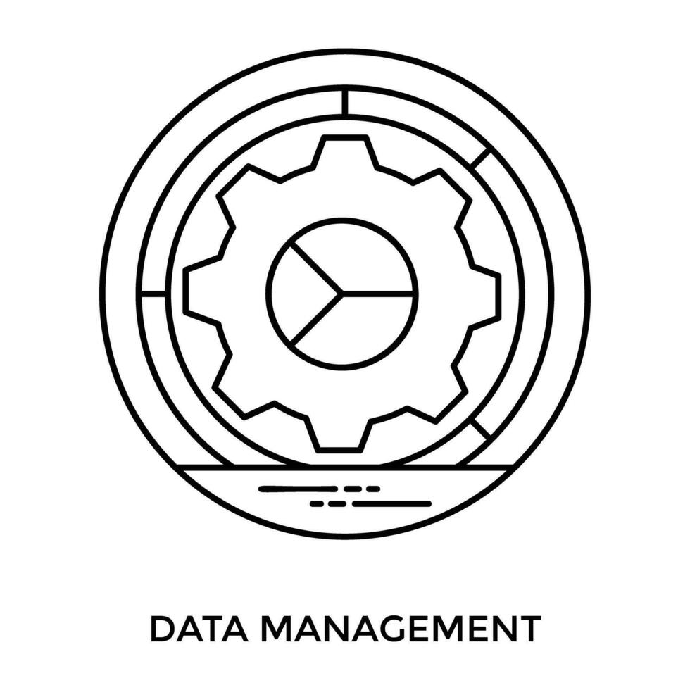 Gear sign under a data processing cycle, granting icon for data management vector
