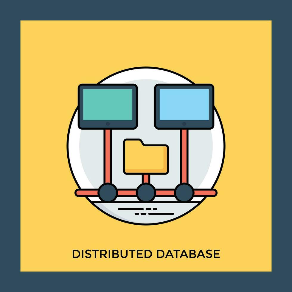Two tablets on a stand with folder in middle, sketching concept for distributed database icon vector