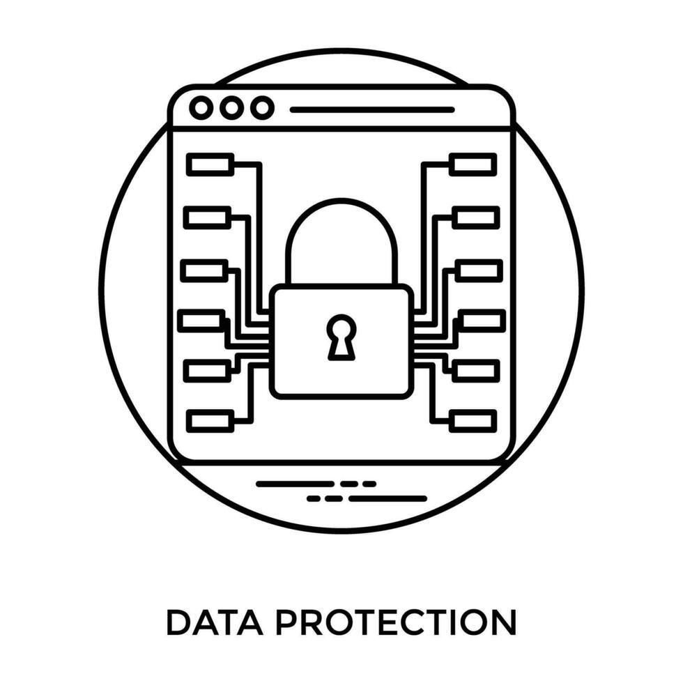 en línea ver de datos almacén con bloqueado candado en medio, donando datos proteccion icono vector