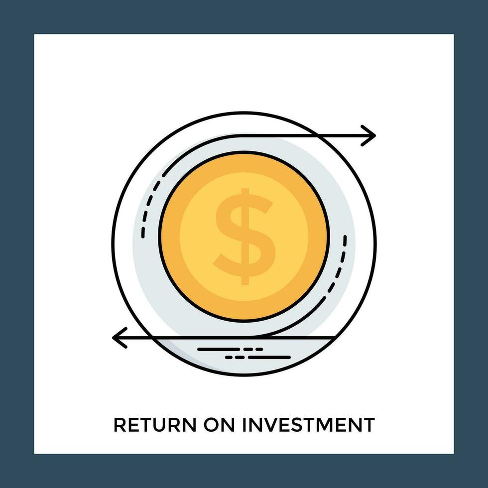 Diagram showing circle of dollars with arrowheads pointing in different directions, direction to return on investment icon vector