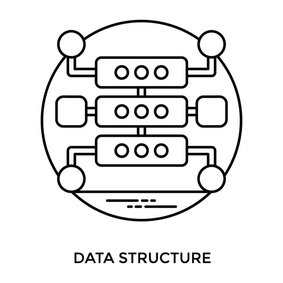 Data storage hardware devices with nodes showcasing data structure icon vector