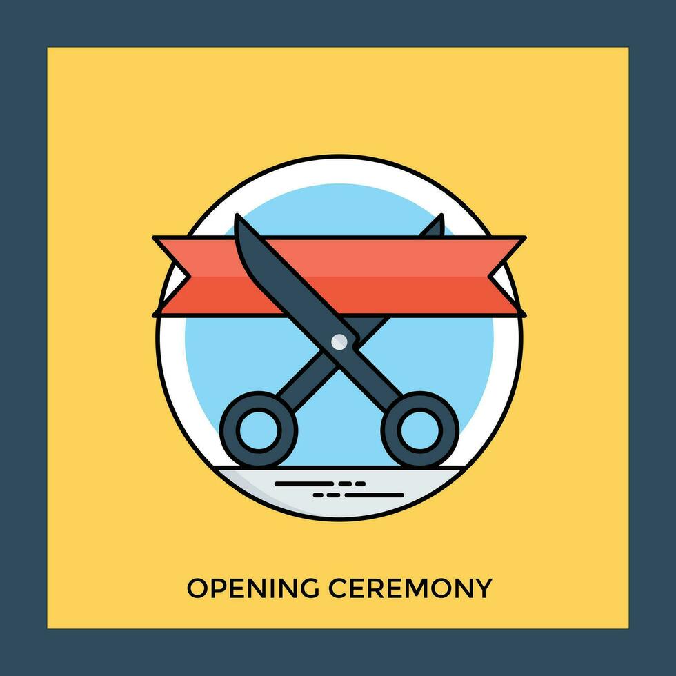 A scissor cutting inauguration ribbon to symbolize opening ceremony vector
