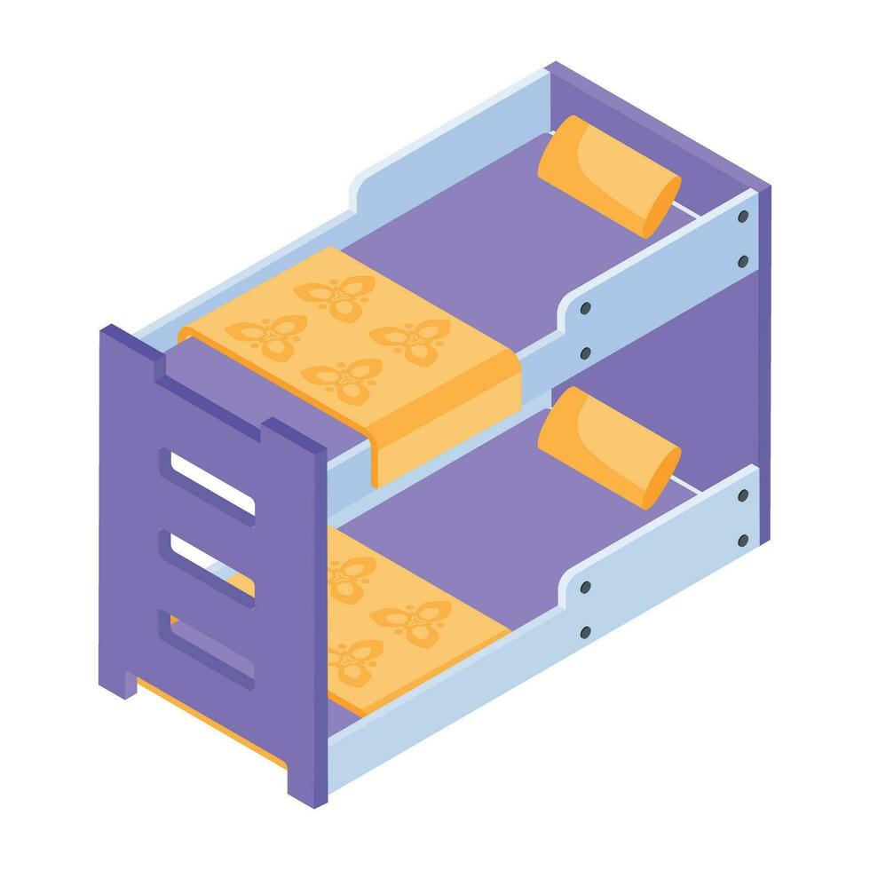 Pack of Bedroom Isometric Icons vector