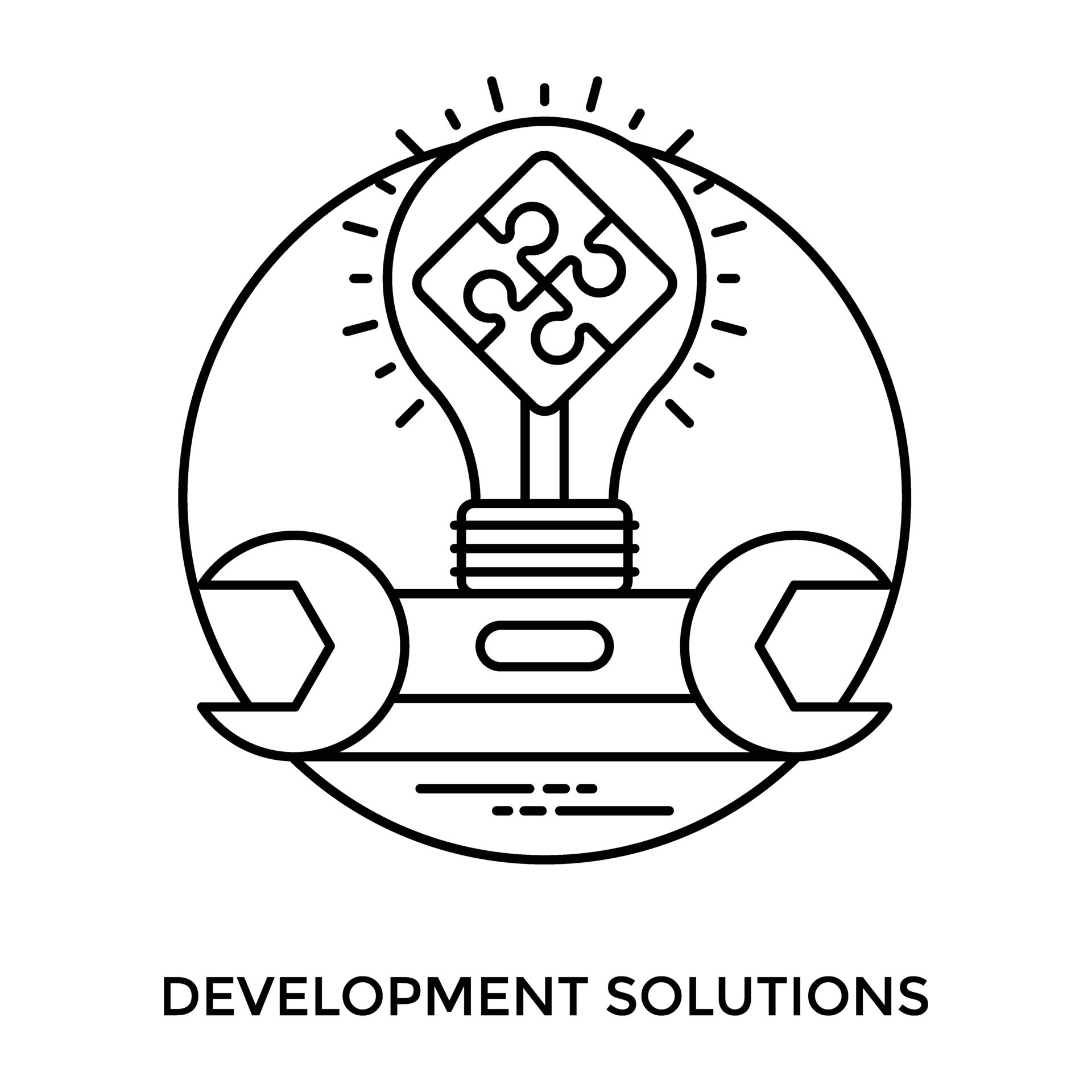 Two way wrench with light bulb having puzzle pieces sketching