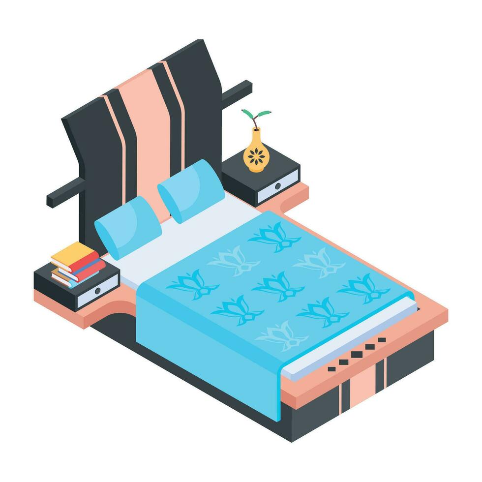 Pack of Bedroom Isometric Icons vector