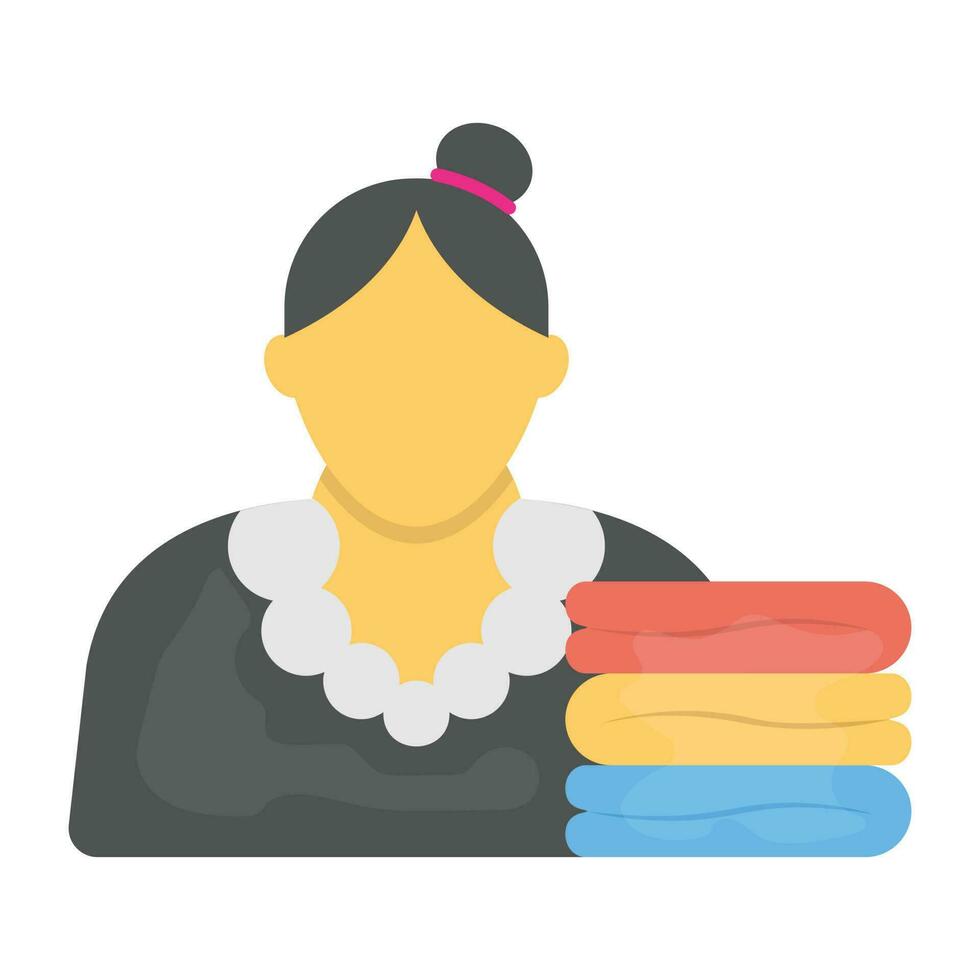 Female avatar wearing uniform of a maid making housekeeper notion vector