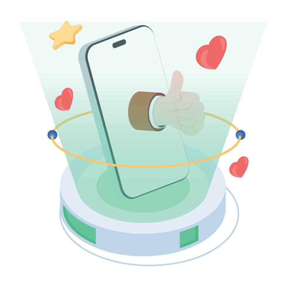 A handy isometric icon of social technology vector