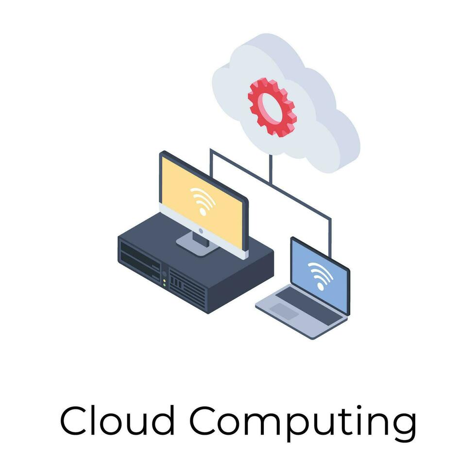 Isometric design of cloud computing ion. vector