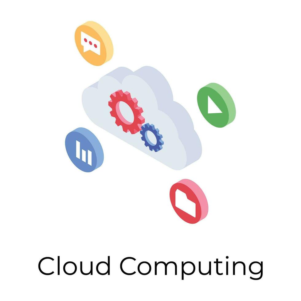 Isometric design of cloud computing ion. vector