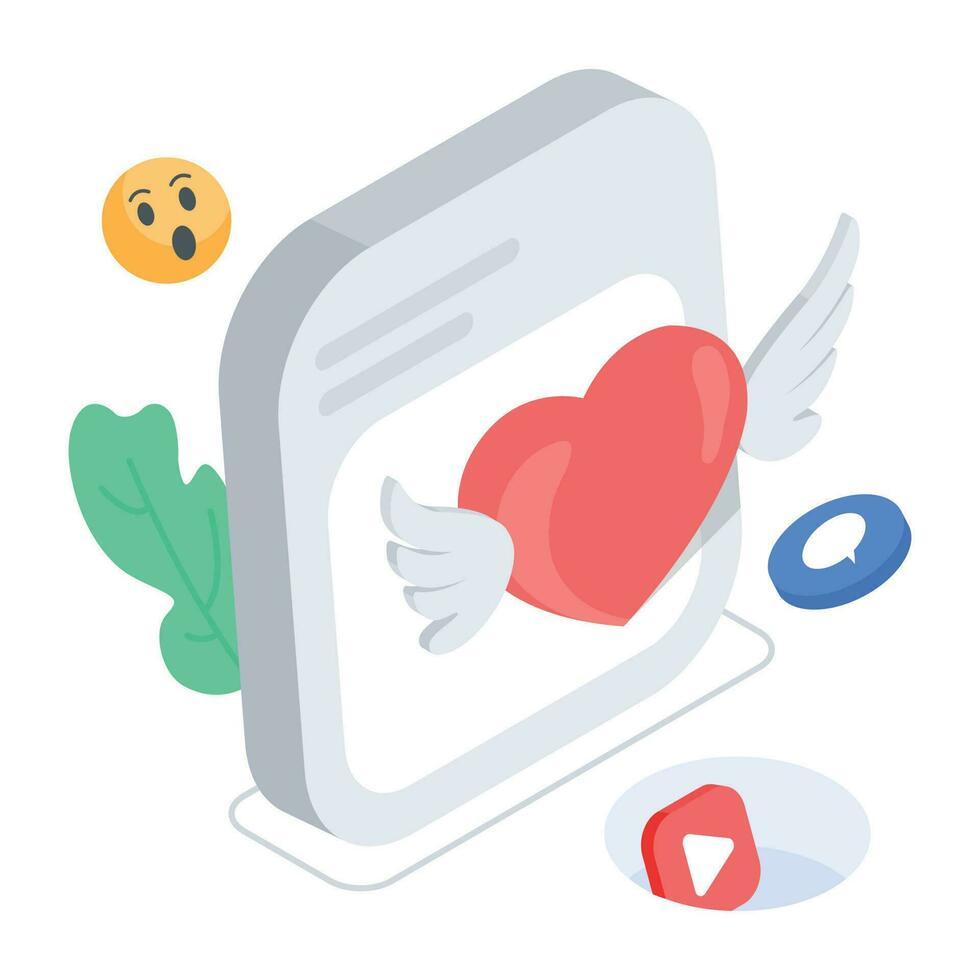 An isometric icon of media likes vector