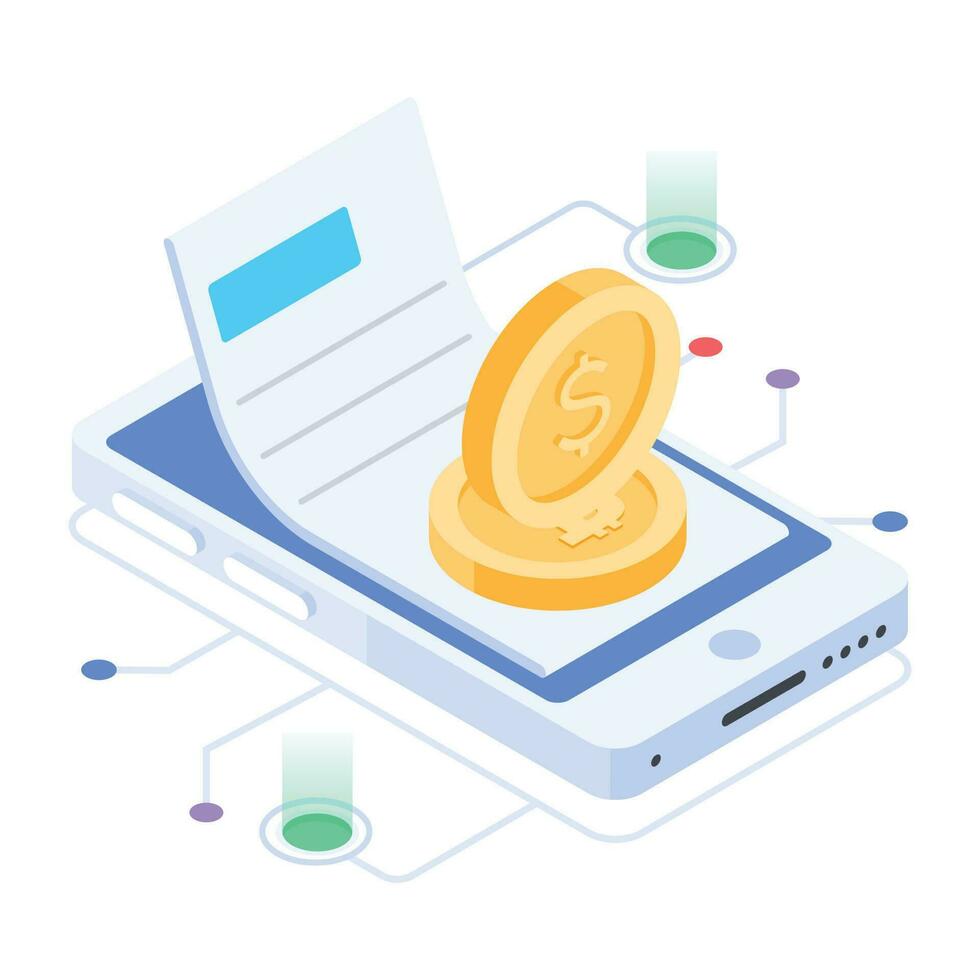 Bitcoin and Cryptocurrency Isometric Illustration vector