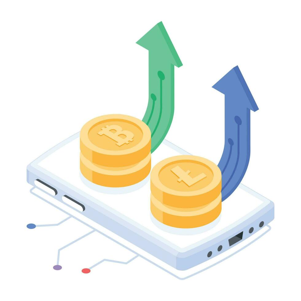 Bitcoin and Cryptocurrency Isometric Illustration vector