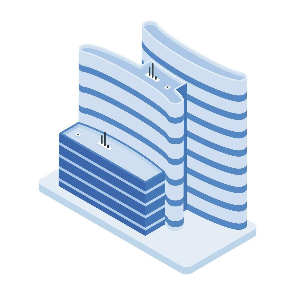 Set of Business Towers Isometric Icons vector