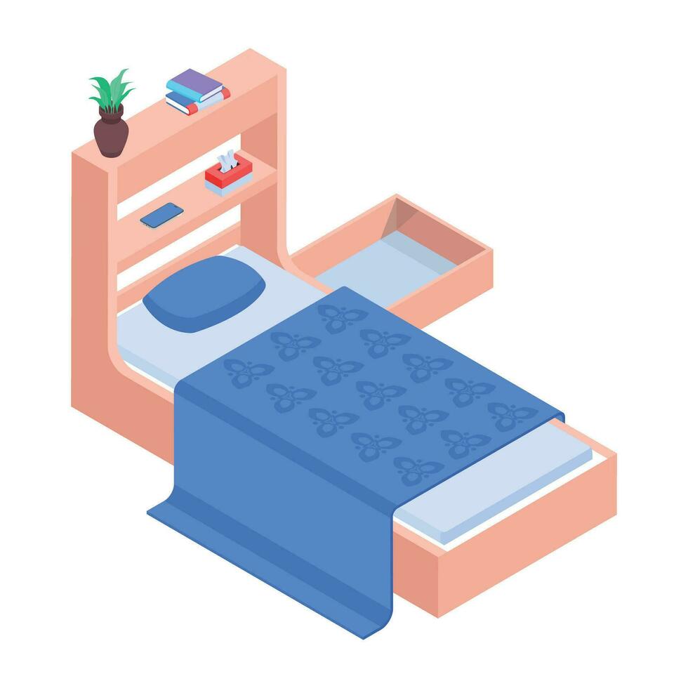 Pack of Bedroom Isometric Icons vector