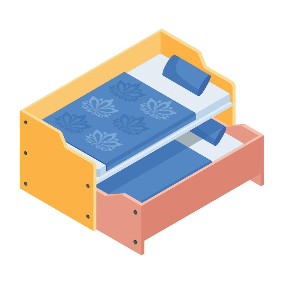 Pack of Bedroom Isometric Icons vector