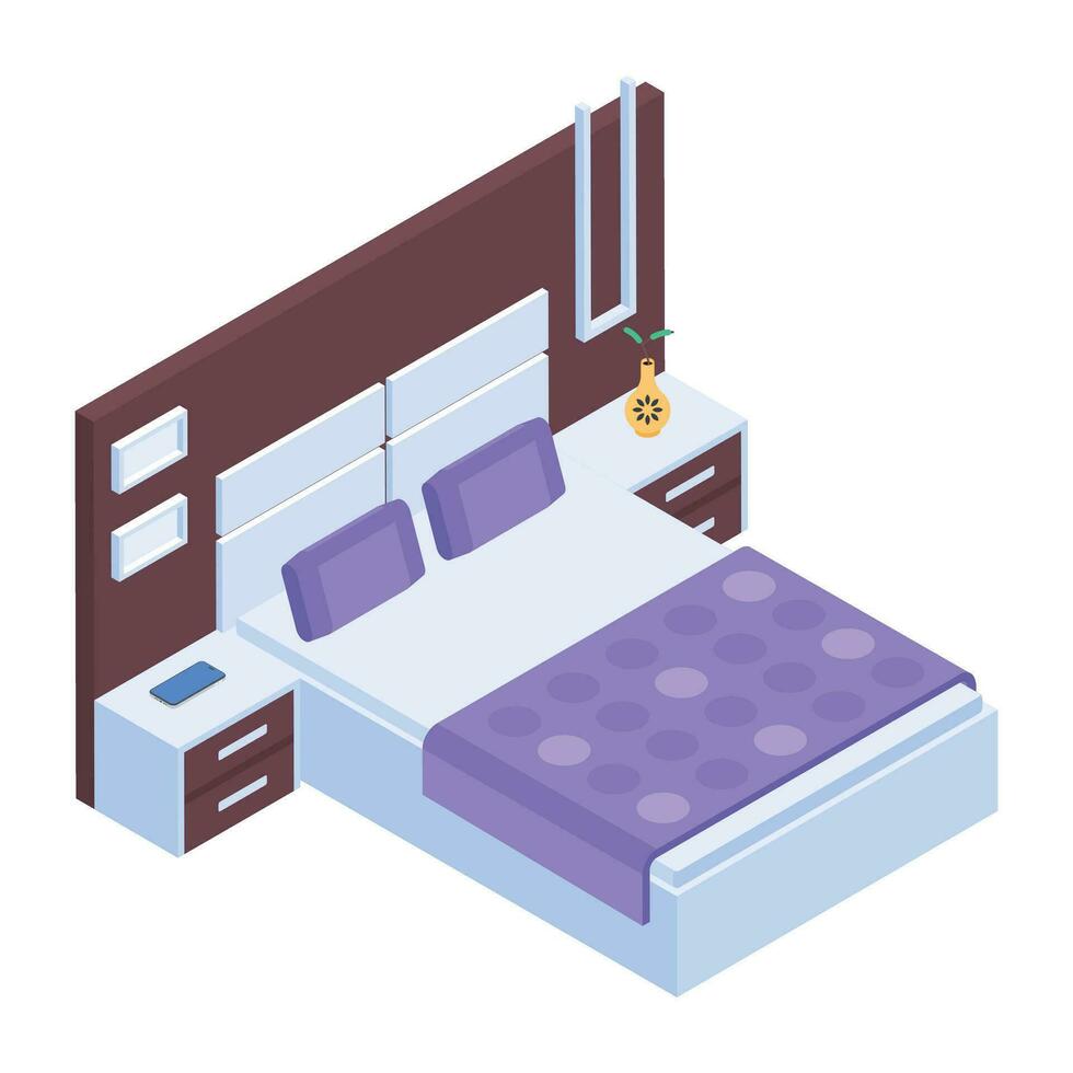 Pack of Bedroom Isometric Icons vector