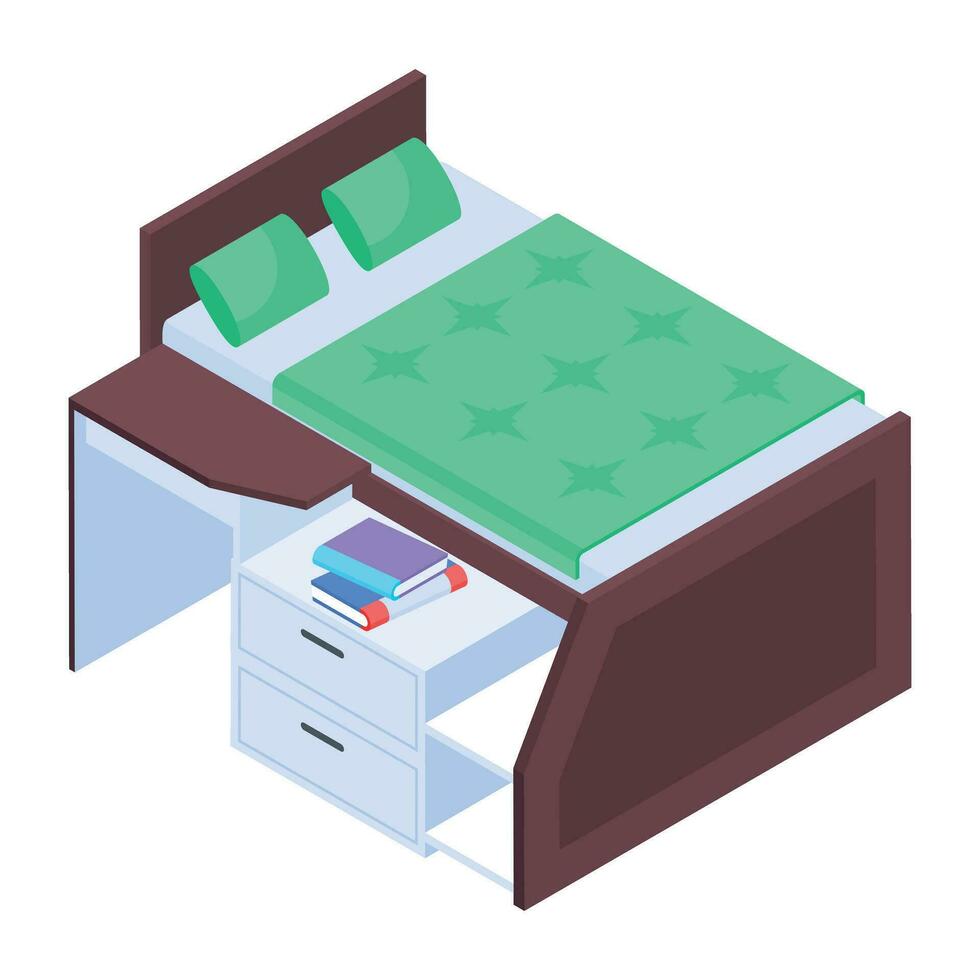 Pack of Bedroom Isometric Icons vector