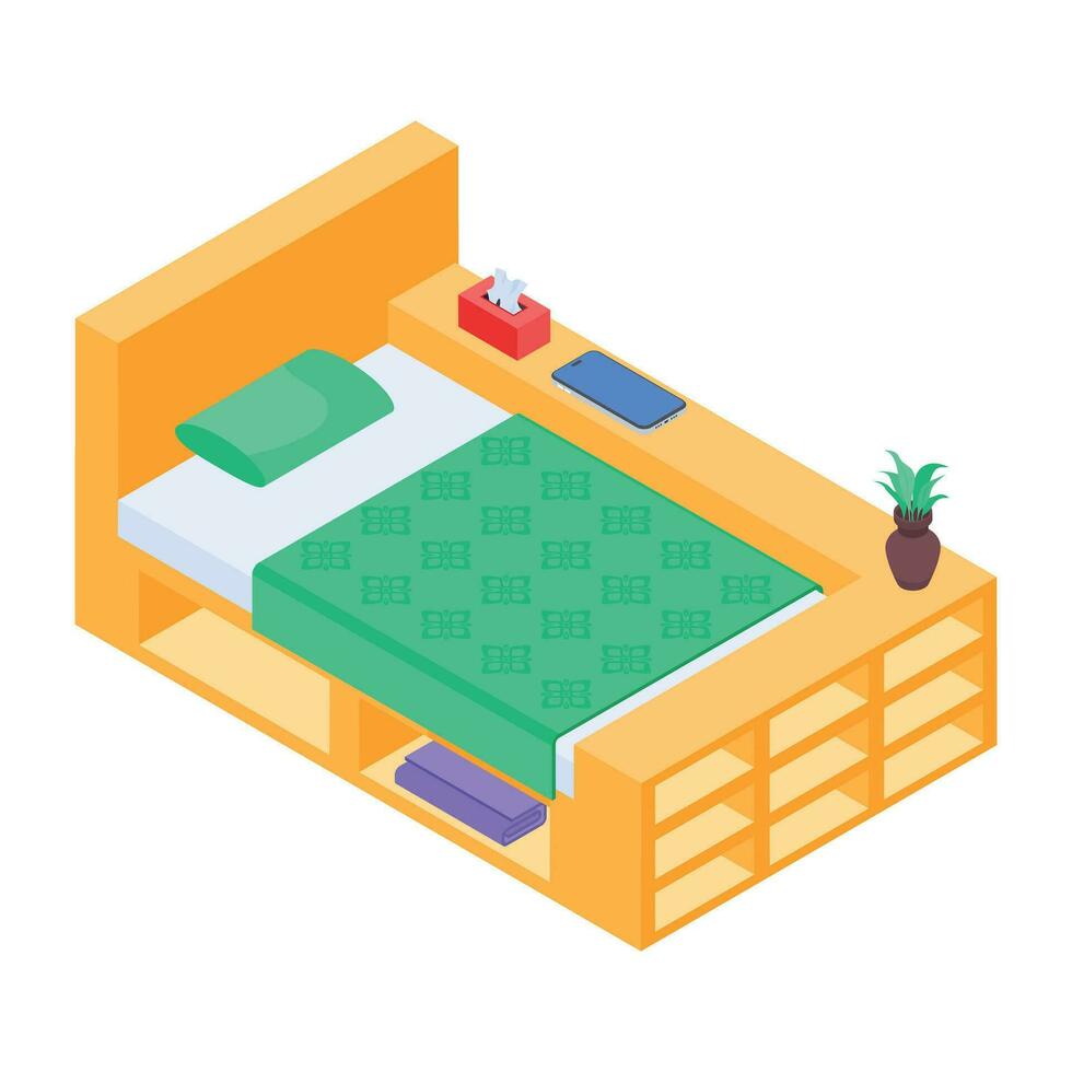 Pack of Bedroom Isometric Icons vector