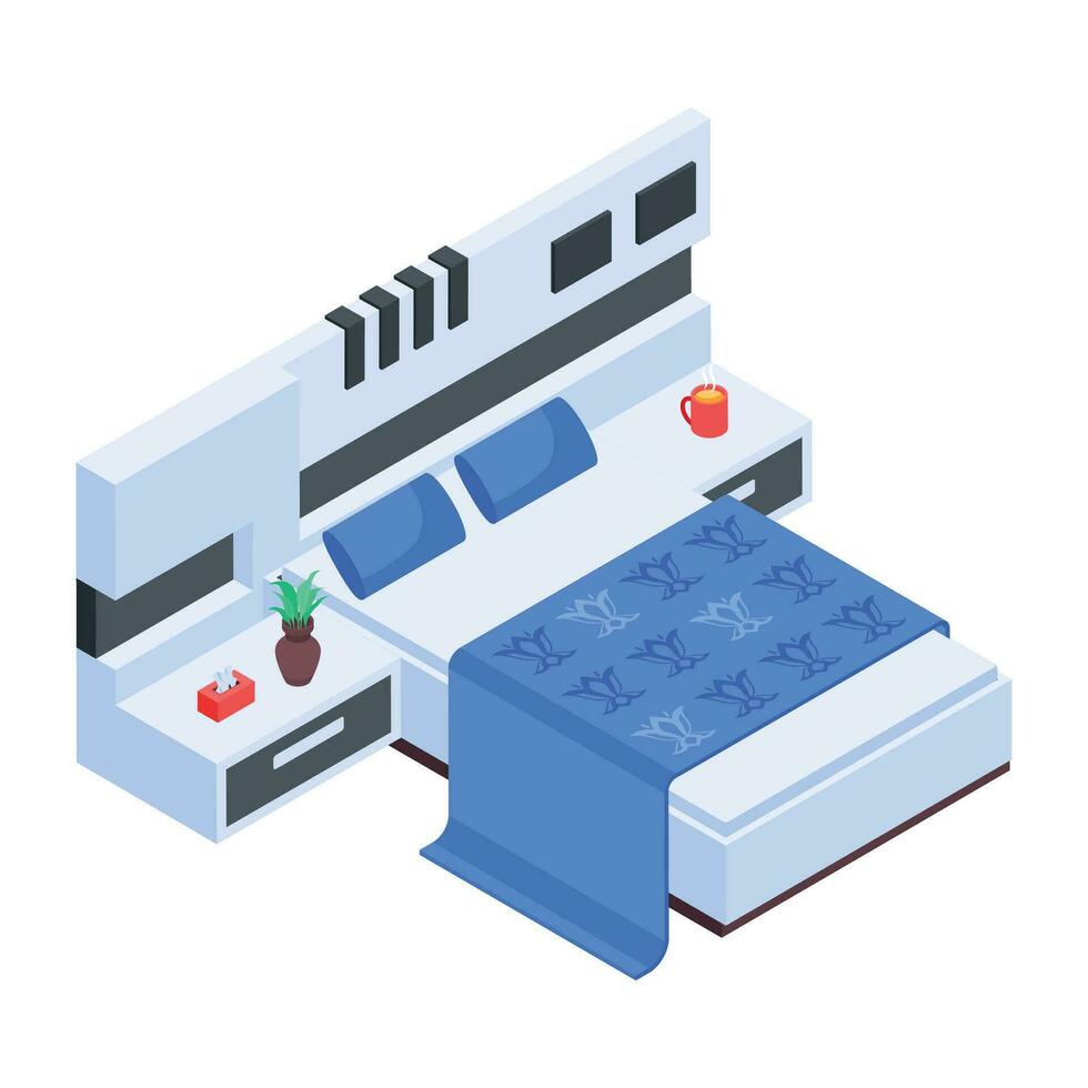 Pack of Bedroom Isometric Icons vector