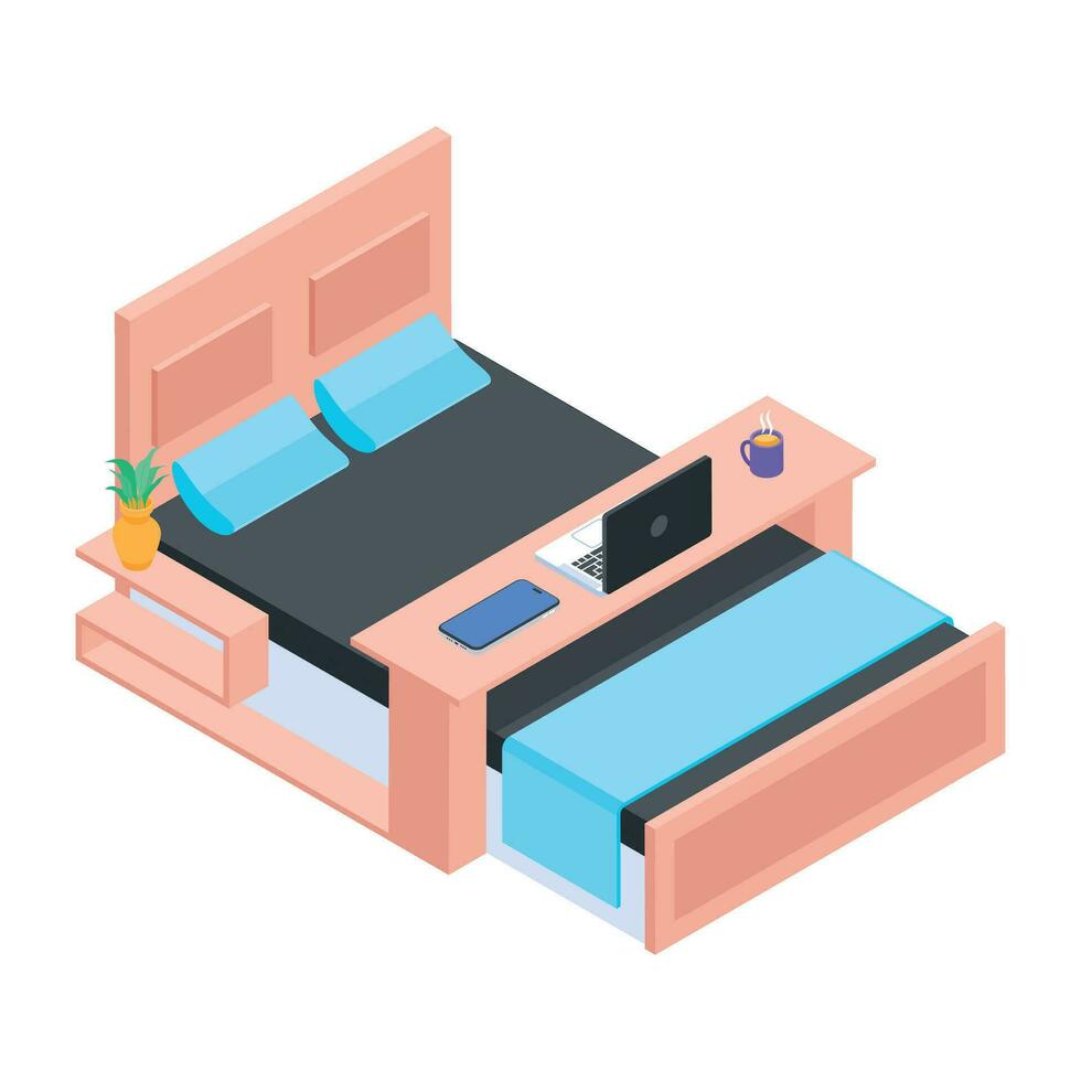 Pack of Bedroom Isometric Icons vector