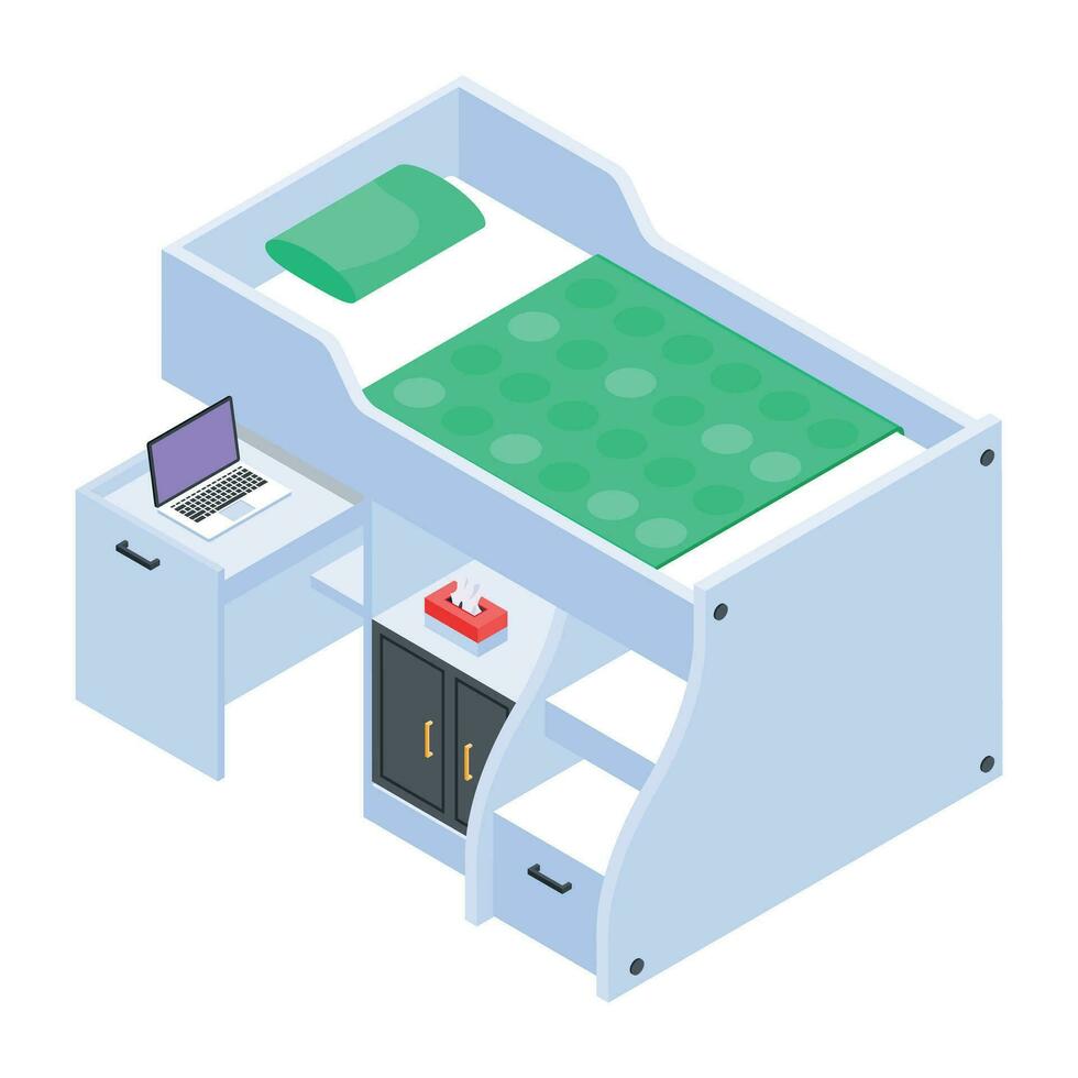 Pack of Bedroom Isometric Icons vector