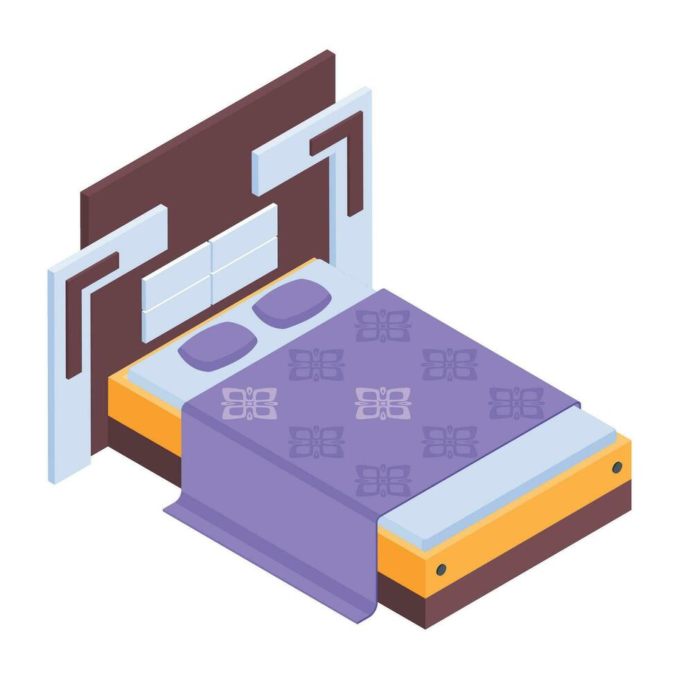 Pack of Bedroom Isometric Icons vector