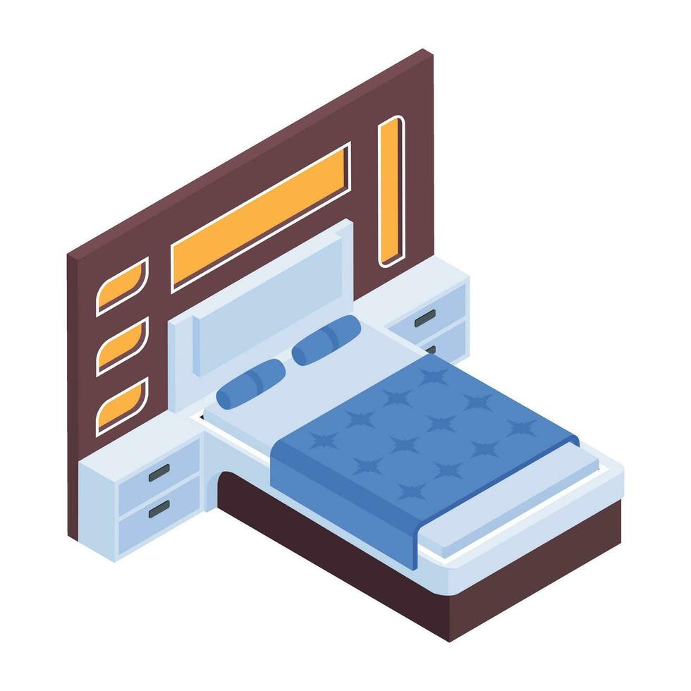 paquete de dormitorio isométrica íconos vector