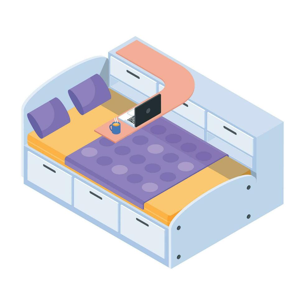 Pack of Bedroom Isometric Icons vector