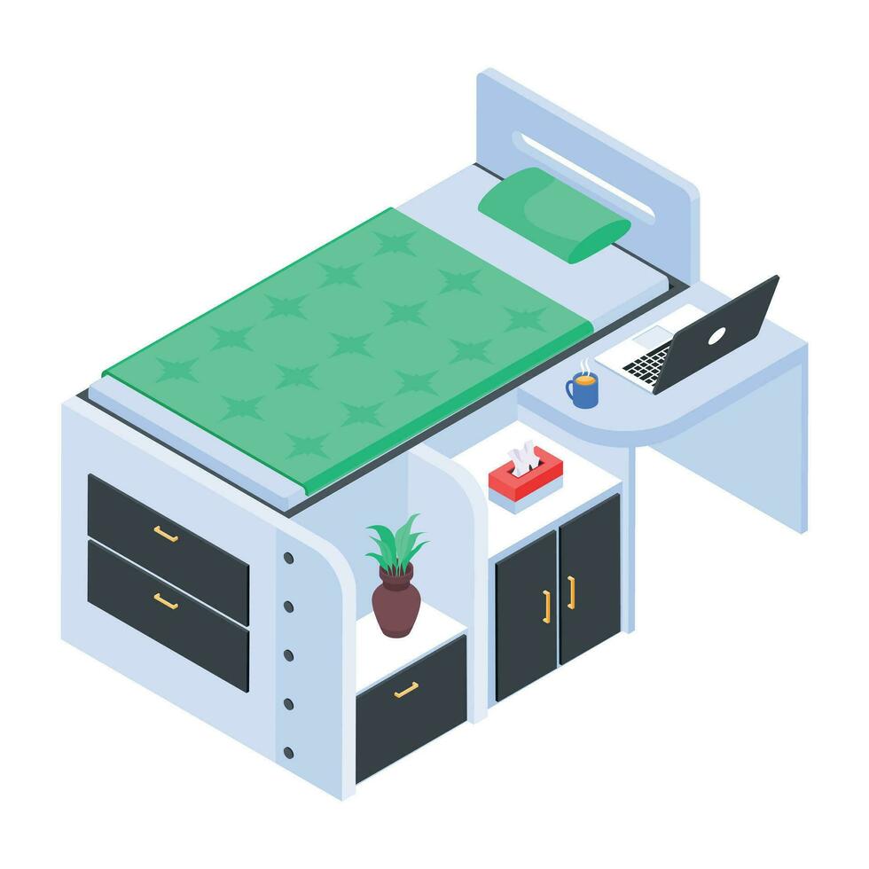 Pack of Bedroom Isometric Icons vector