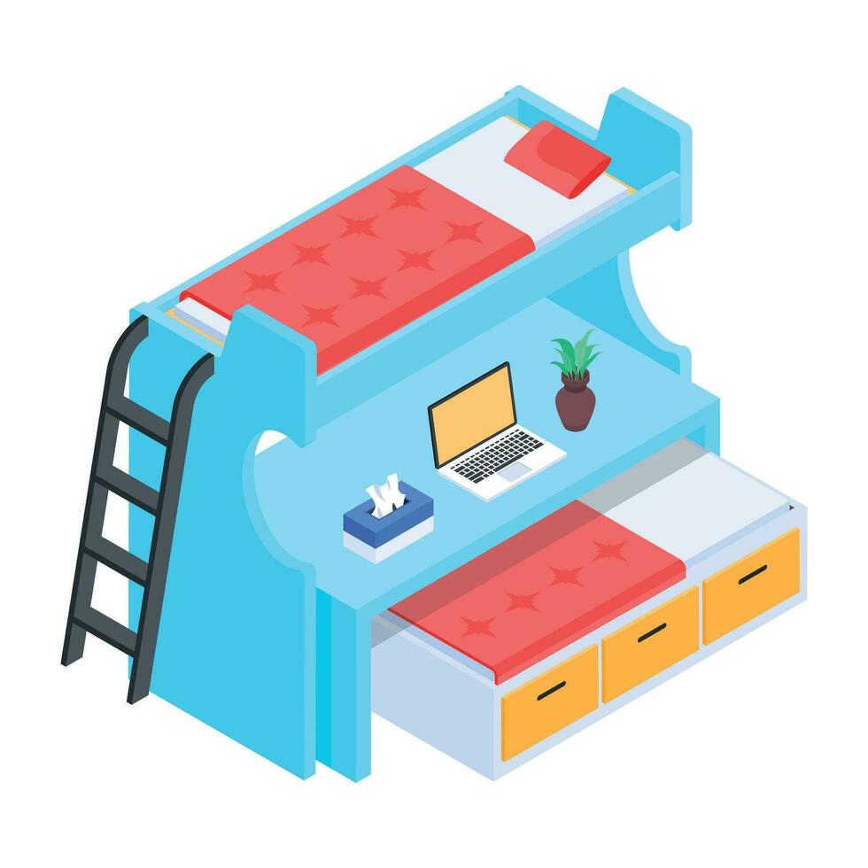 Pack of Bedroom Isometric Icons vector