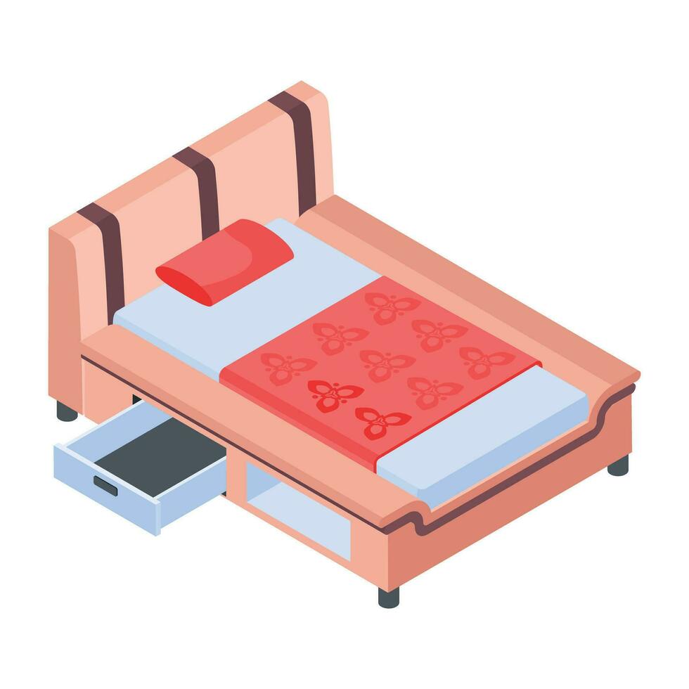 Pack of Bedroom Isometric Icons vector
