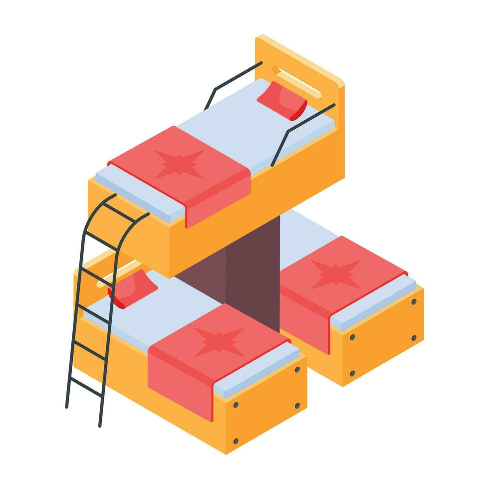 Pack of Bedroom Isometric Icons vector