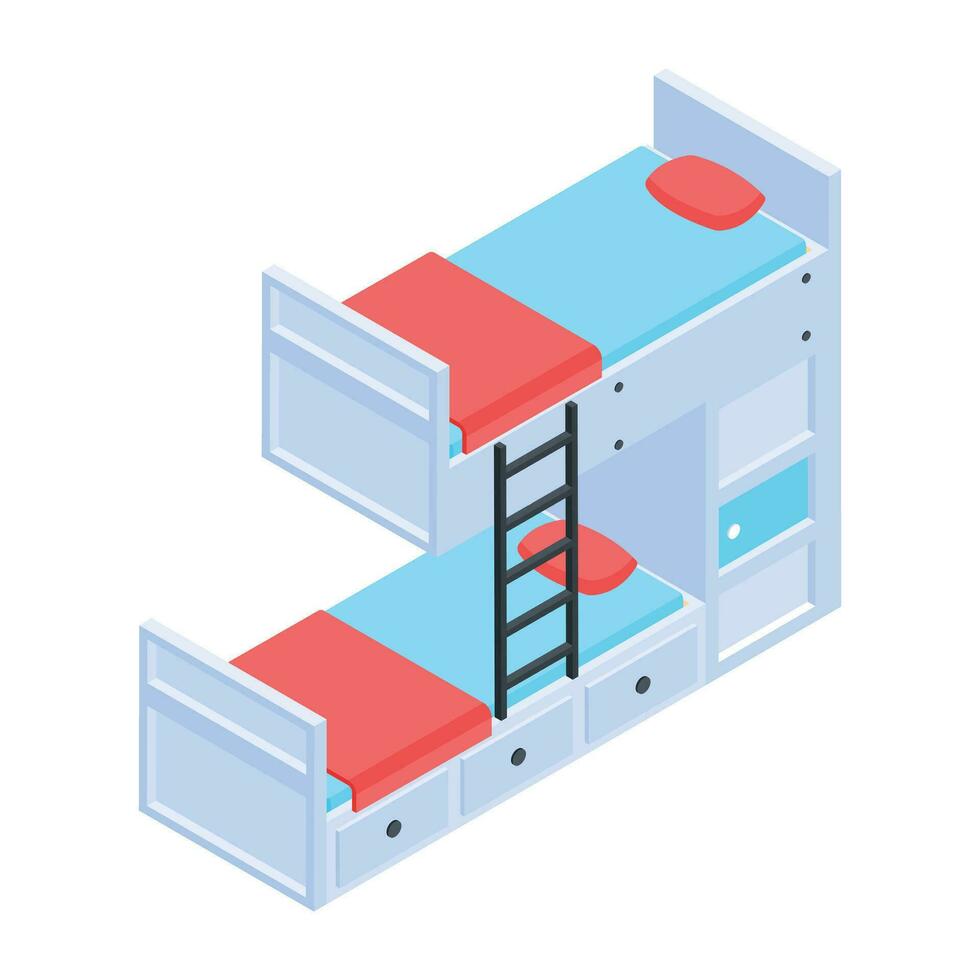 Pack of Bedroom Isometric Icons vector
