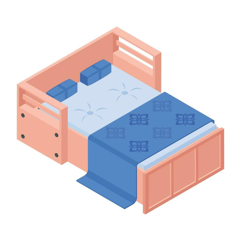 Pack of Bedroom Isometric Icons vector