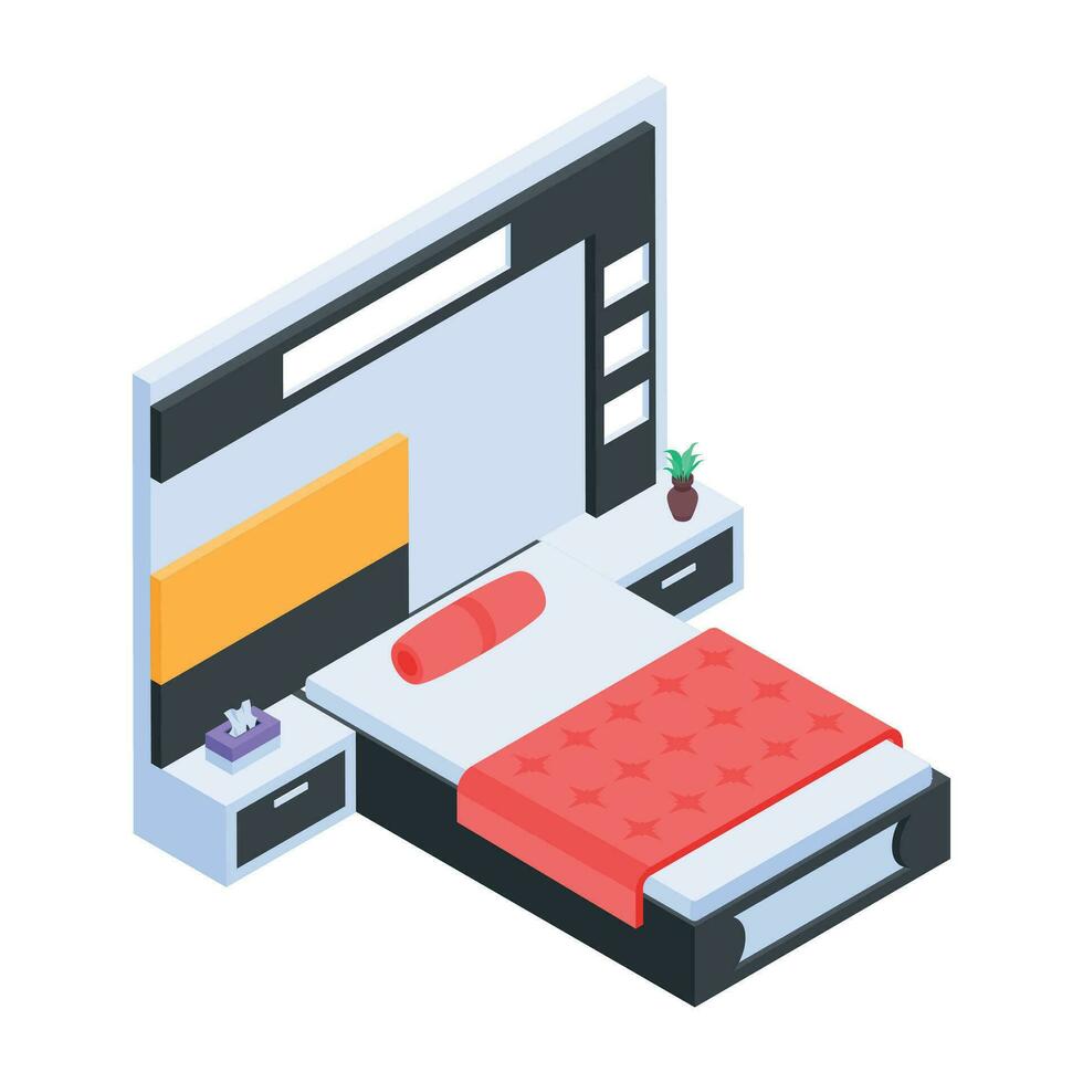 paquete de dormitorio isométrica íconos vector