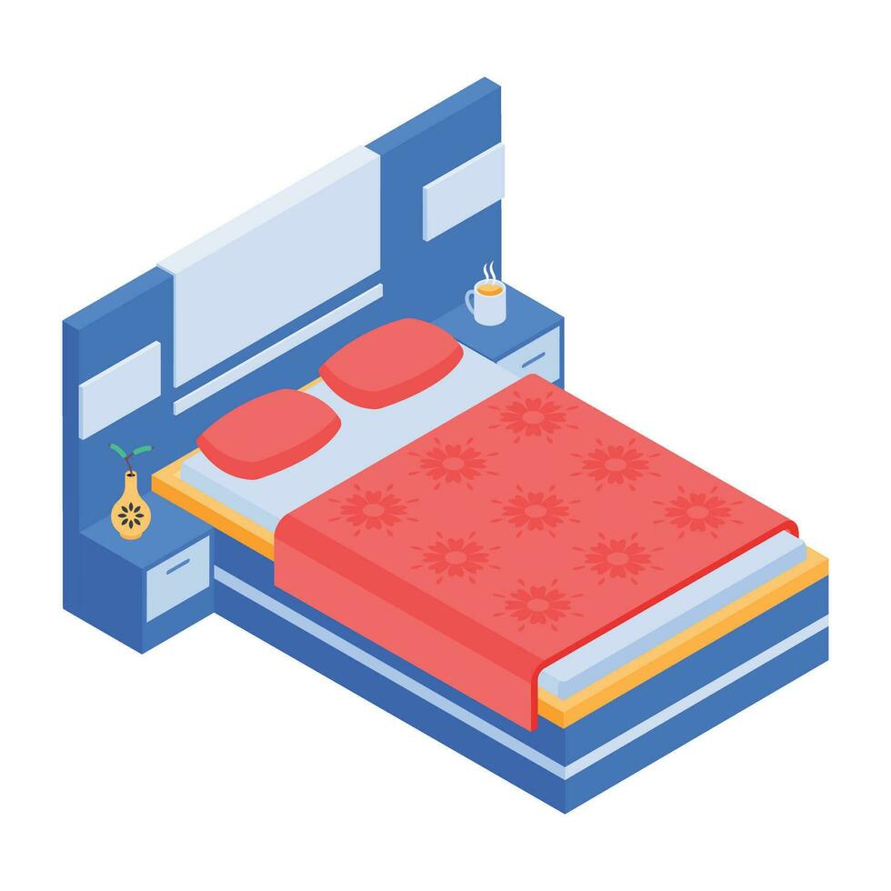 Pack of Bedroom Isometric Icons vector