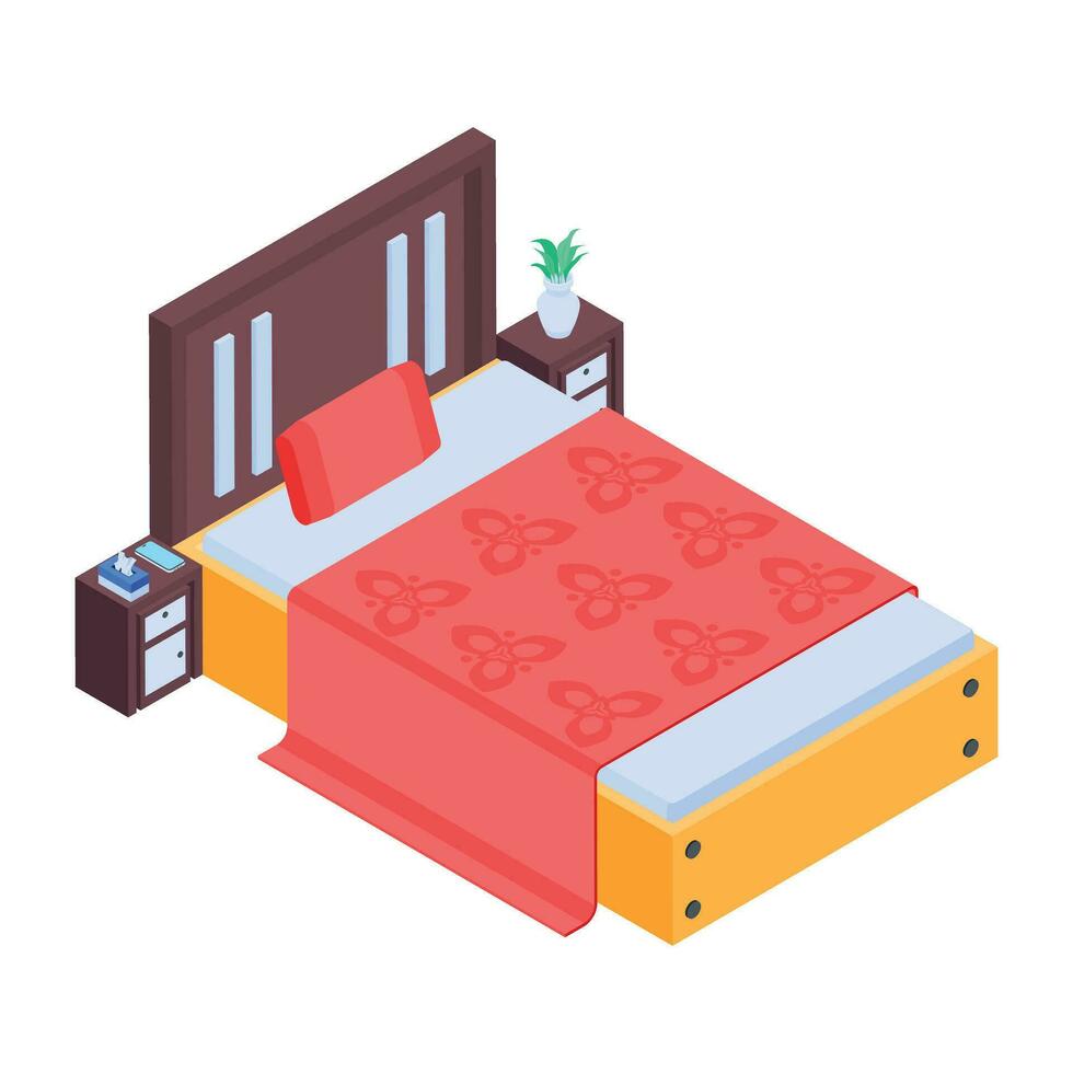 Pack of Bedroom Isometric Icons vector